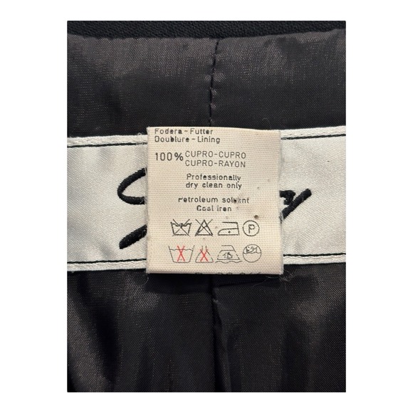 Vtg Genny Wool Blazer Jacket Womens 8 Black Open Front Designer Lined Made Italy - Picture 9 of 11